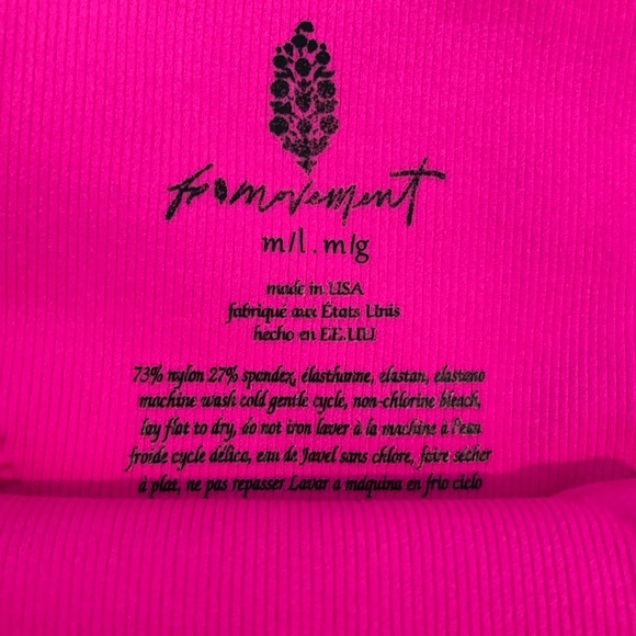 Free People Good Karma Square Neck Sports Bra In Hot Pink. NWOT! Sz XS/S & M/L - Picture 8 of 9